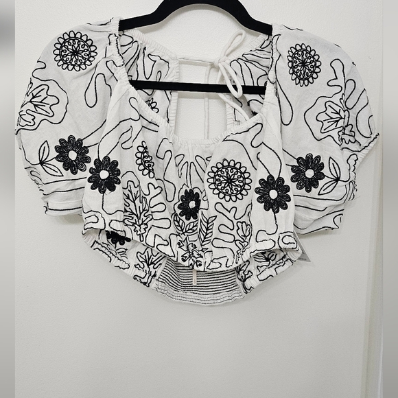 Free People Set Lotus In White Black Combo Size  L Large Cotton $168 NWT - Picture 11 of 15